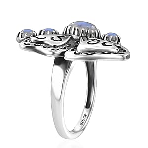 GP Trionfo Collection&nbsp;Artisan Crafted Premium Rainbow Moonstone 1.50 ctw Butterfly Ring in Sterling Silver (Size 10.0)