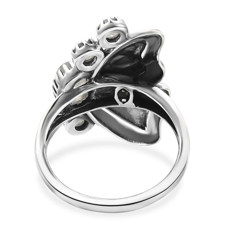 GP Trionfo Collection Artisan Crafted Premium Rainbow Moonstone 1.50 ctw Butterfly Ring in Sterling Silver (Size 6.0)