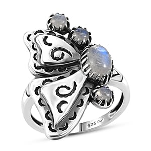 D'Joy Artisan Crafted Premium Rainbow Moonstone 1.50 ctw Ring Sterling Silver (Size 7.0)