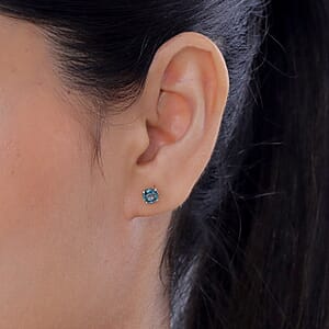 Premium Montana Sapphire 1.40 ctw Solitaire Stud Earrings in 10K Yellow Gold (Del. in 8-10 Days)