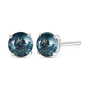 Premium Montana Sapphire 1.40 ctw Solitaire Stud Earrings in 10K White Gold (Del. in 8-10 Days)