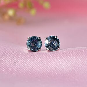 Premium Montana Sapphire 1.40 ctw Solitaire Stud Earrings in 10K White Gold (Del. in 8-10 Days)
