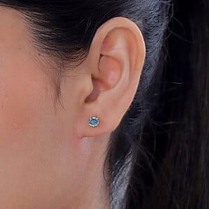 Premium Montana Sapphire 1.40 ctw Solitaire Stud Earrings in 10K White Gold (Del. in 8-10 Days)