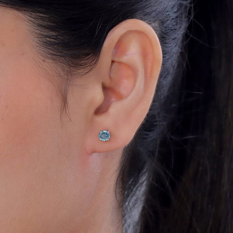 Premium Montana Sapphire 1.40 ctw Solitaire Stud Earrings in 10K White Gold