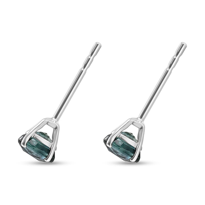 Premium Montana Sapphire 1.40 ctw Solitaire Stud Earrings in 10K White Gold