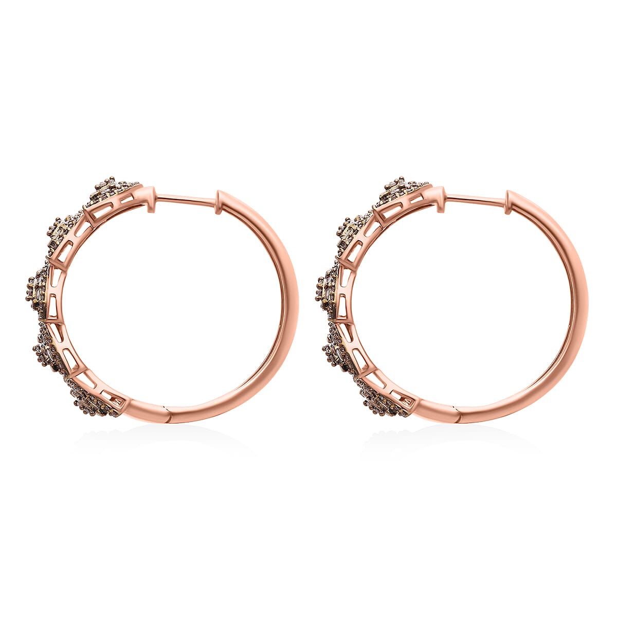 D'Joy Natural Champagne Diamond 1.50 ctw Flowing Vine Earrings in Rhodium Over Sterling Silver image number 2