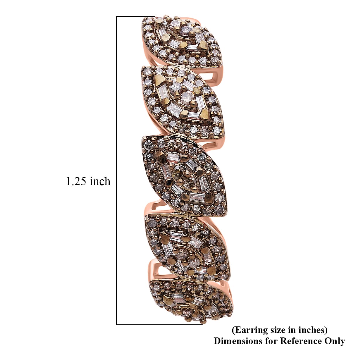 D'Joy Natural Champagne Diamond 1.50 ctw Flowing Vine Earrings in Rhodium Over Sterling Silver image number 3