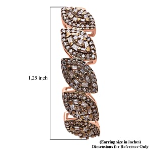 D'Joy Natural Champagne Diamond 1.50 ctw Flowing Vine Earrings in Rhodium Over Sterling Silver