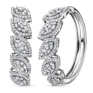 D'Joy Diamond 1.50 ctw Flowing Vine Earrings in Rhodium Over Sterling Silver