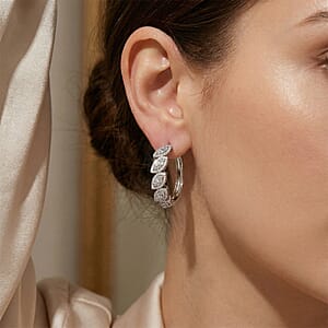 D'Joy Diamond 1.50 ctw Flowing Vine Earrings in Rhodium Over Sterling Silver