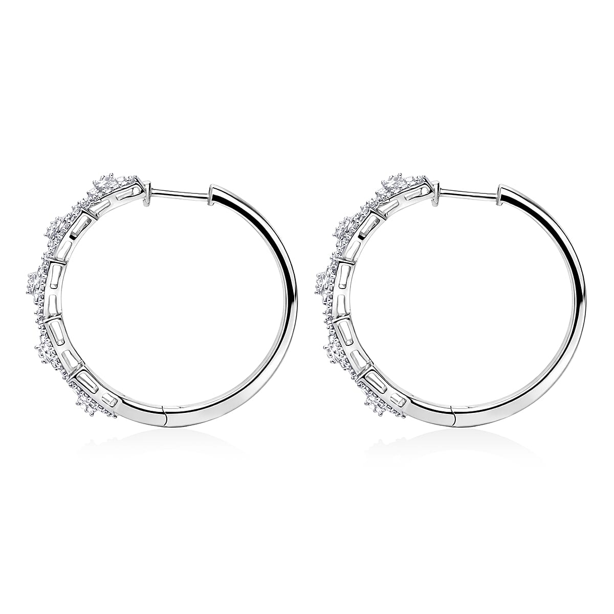 D'Joy Diamond 1.50 ctw Flowing Vine Earrings in Rhodium Over Sterling Silver