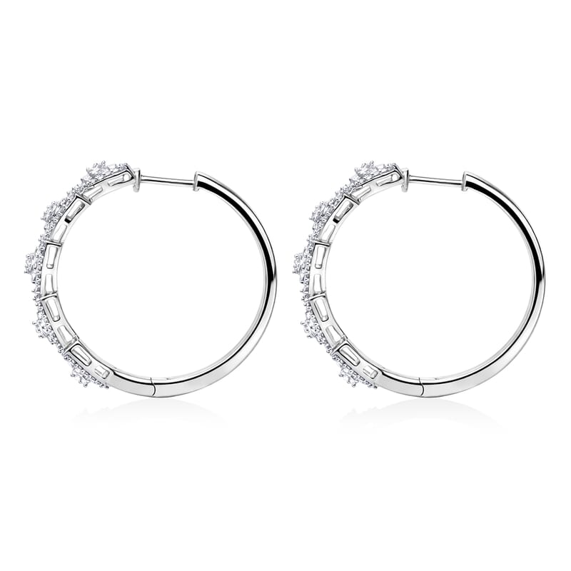 D'Joy Diamond 1.50 ctw Flowing Vine Earrings in Rhodium Over Sterling Silver