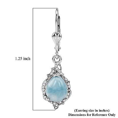 D'Joy AAA Larimar and Moissanite 4.40 ctw Ocean Lace Drop Earrings in Rhodium Over Sterling Silver
