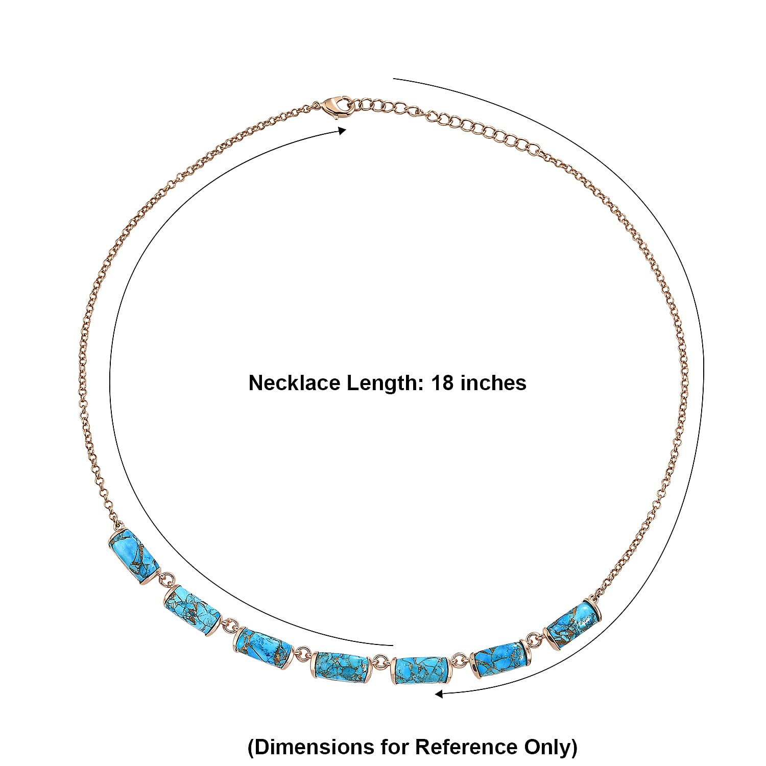 EverTrue Chestnut Brine Turquoise Matrix 23.80 ctw Fancy Necklace in 14K RG Over Copper 18-20 Inches