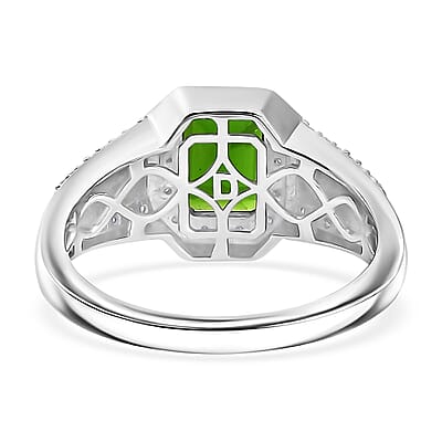 D'Joy Chrome Diopside and Moissanite 2.65 ctw Men's Ring in 18K Vermeil YG and Rhodium Over Sterling Silver (Size 10.0)