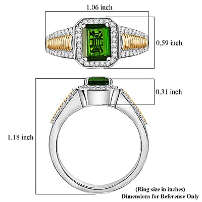 D'Joy Chrome Diopside and Moissanite 2.65 ctw Men's Ring in 18K Vermeil YG and Rhodium Over Sterling Silver (Size 10.0)