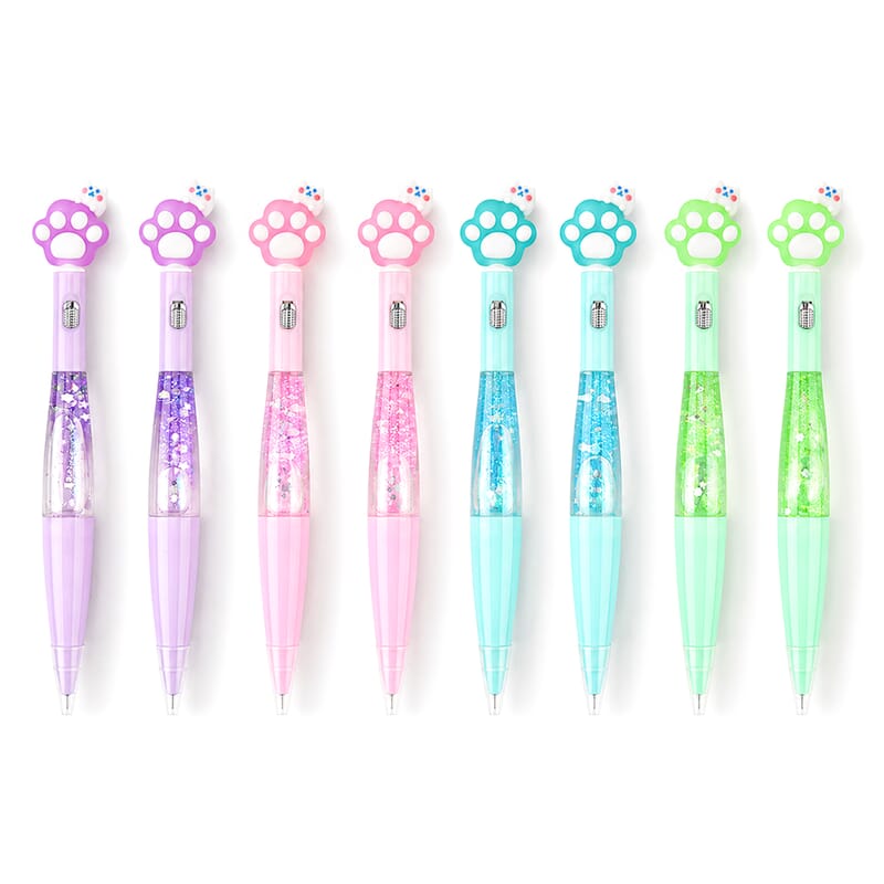 Livmore Multi Color Bear Paw Desing Set of 8 Pen Gift Set with RCB Light