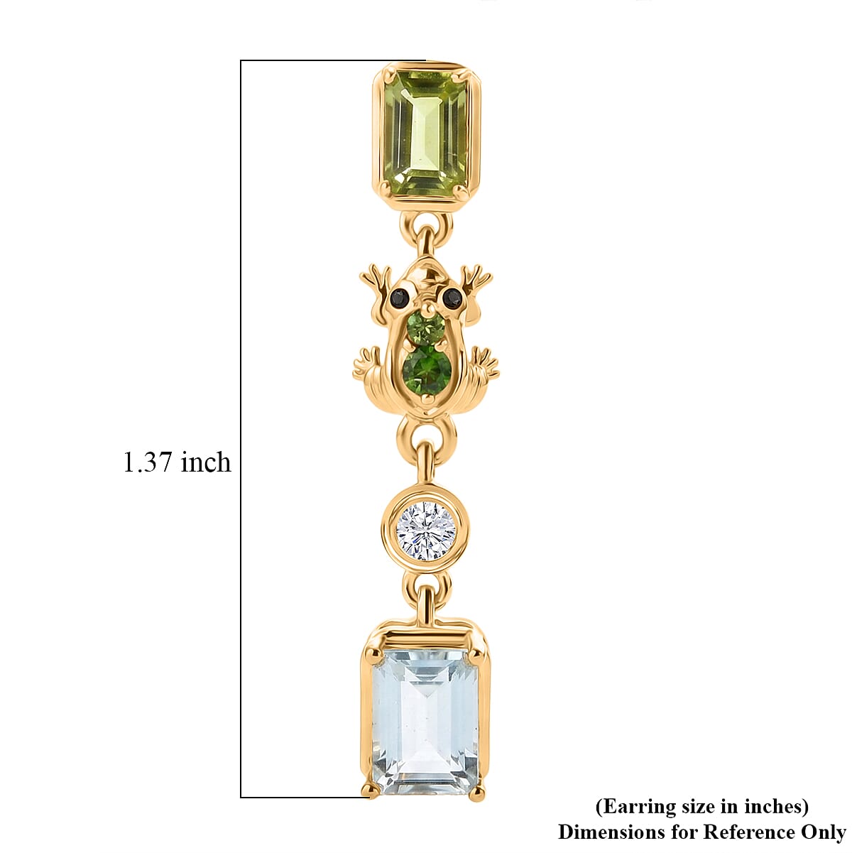 GP Premium Sky Blue Topaz and Multi Gemstone 4.20 ctw Dangling Earrings in 18K Vermeil Yellow Gold Over Sterling Silver