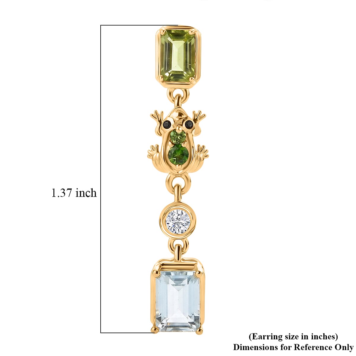 GP Premium Sky Blue Topaz and Multi Gemstone 4.20 ctw Dangling Earrings in 18K Vermeil Yellow Gold Over Sterling Silver image number 6