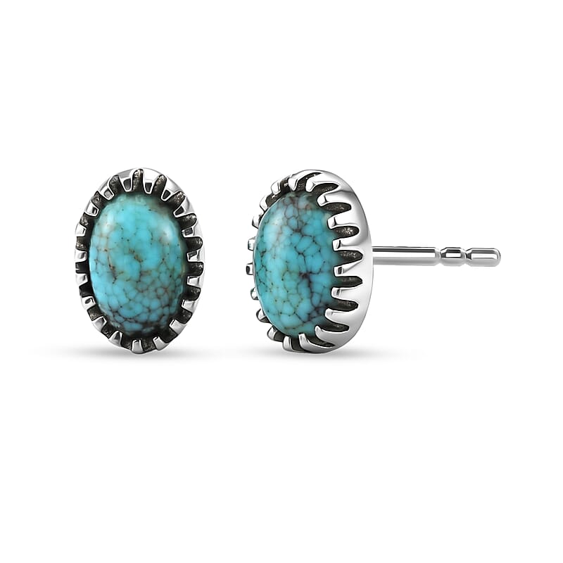 D'Joy Artisan Crafted Premium Blue Moon Turquoise 0.80 ctw Earrings in Sterling Silver