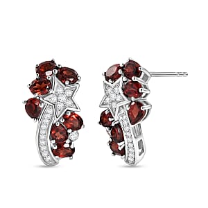 GP Premium Mozambique Garnet and Multi Gemstone 3.60 ctw Stud Earrings in Rhodium Over Sterling Silver
