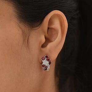 GP Premium Mozambique Garnet and Multi Gemstone 3.60 ctw Stud Earrings in Rhodium Over Sterling Silver
