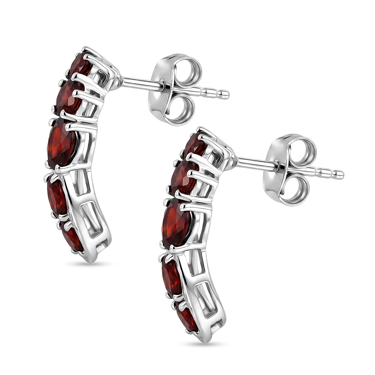 GP Premium Mozambique Garnet and Multi Gemstone 3.60 ctw Stud Earrings in Rhodium Over Sterling Silver image number 3