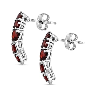 GP Premium Mozambique Garnet and Multi Gemstone 3.60 ctw Stud Earrings in Rhodium Over Sterling Silver