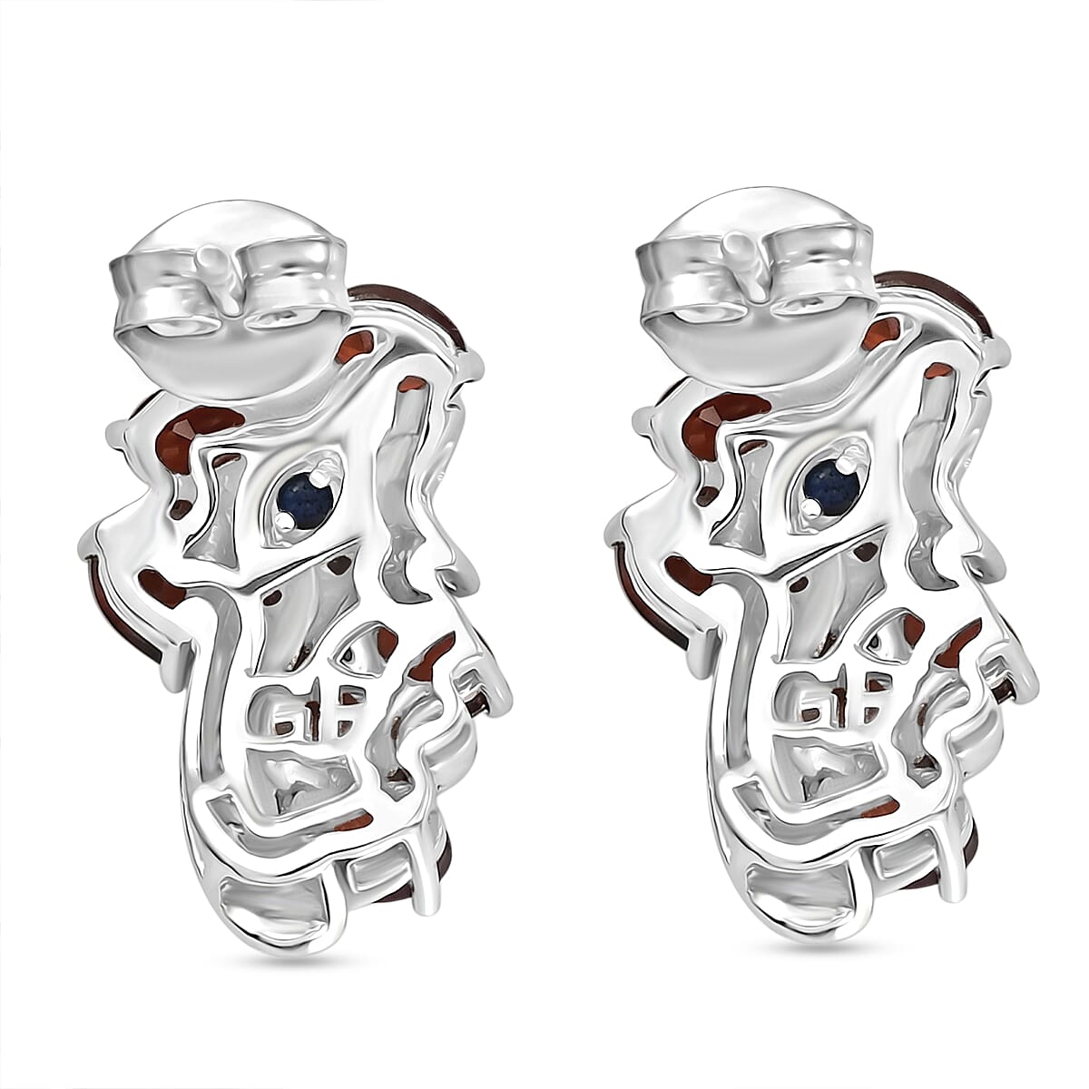 GP Premium Mozambique Garnet and Multi Gemstone 3.60 ctw Stud Earrings in Rhodium Over Sterling Silver image number 4