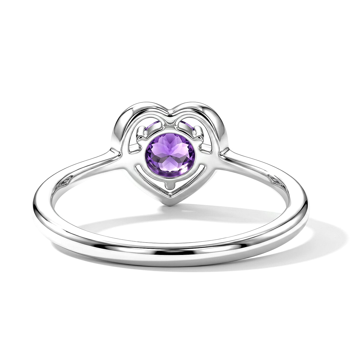 D'Joy African Amethyst 0.50 ctw Solitaire Ring in Platinum Over Sterling Silver (Size 7.5)