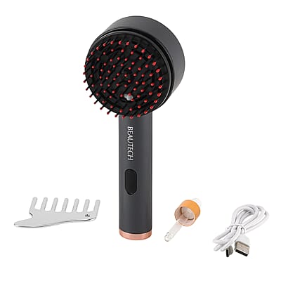 Beautech Set of 2 Gray and Silver Vibration Massage and Metal Comb
