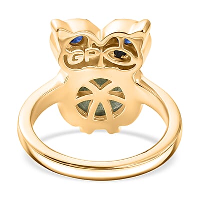 GP AAA Malagasy Labradorite and Multi Gemstone 5.00 ctw Ring in 18K Vermeil Yellow Gold Over Sterling Silver (Size 6.0)