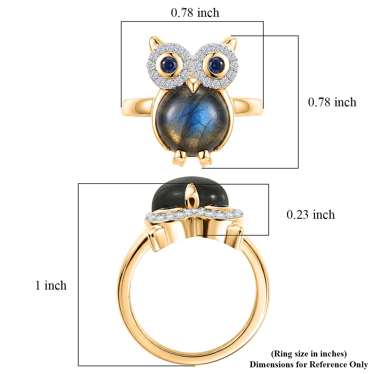 GP AAA Malagasy Labradorite and Multi Gemstone 5.00 ctw Ring in 18K Vermeil Yellow Gold Over Sterling Silver (Size 6.0)