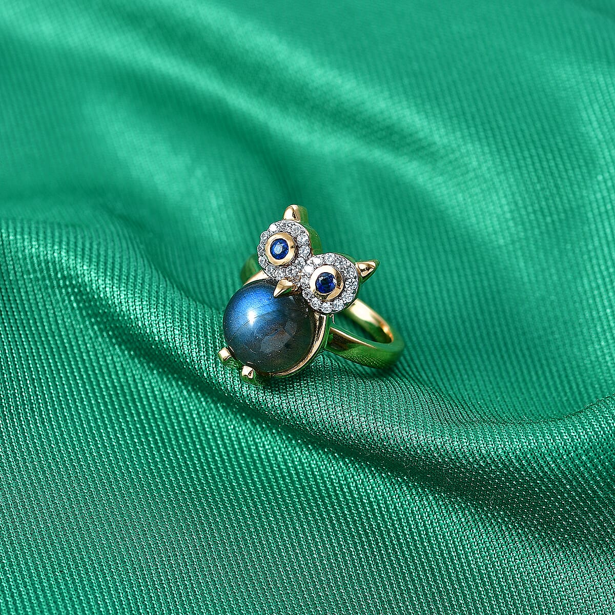 GP AAA Malagasy Labradorite and Multi Gemstone 5.00 ctw Ring in 18K Vermeil Yellow Gold Over Sterling Silver (Size 8.0) image number 1