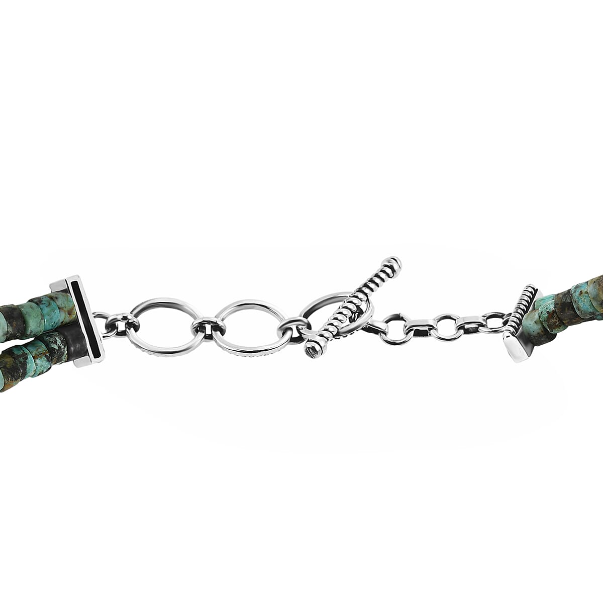 D'Joy Artisan Crafted Premium Blue Moon Turquoise and Royston Turquoise 47.65 ctw Beaded Bracelet in Sterling Silver (7.25 In) image number 3
