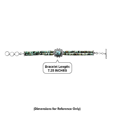 D'Joy Artisan Crafted Premium Blue Moon Turquoise and Royston Turquoise 47.65 ctw Beaded Bracelet in Sterling Silver (7.25 In)
