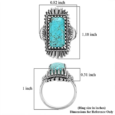 D'Joy Artisan Crafted Premium Blue Moon Turquoise 5.50 ctw Ring in Sterling Silver (Size 6.0)