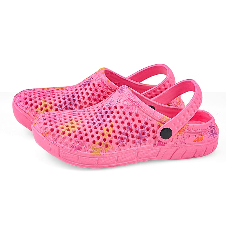 Royal Deluxe Fuchsia Pattern Strap Clogs-6