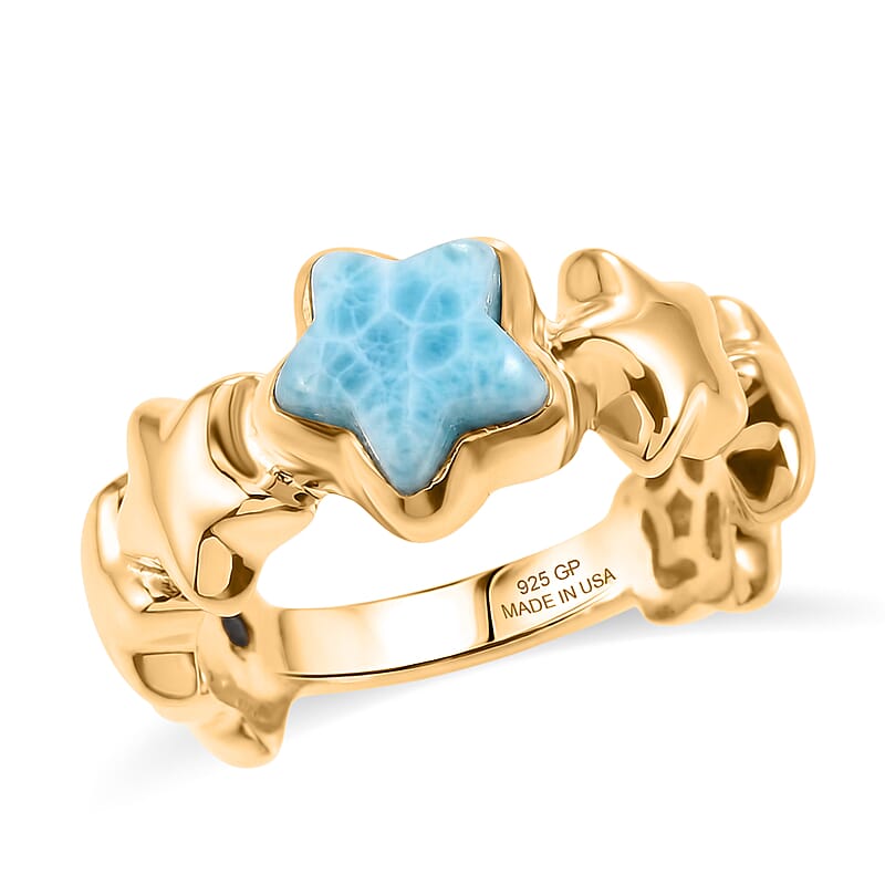 GP Larimar 2.10 ctw Ring in 18K Vermeil Yellow Gold Over Sterling Silver (Size 7.0)