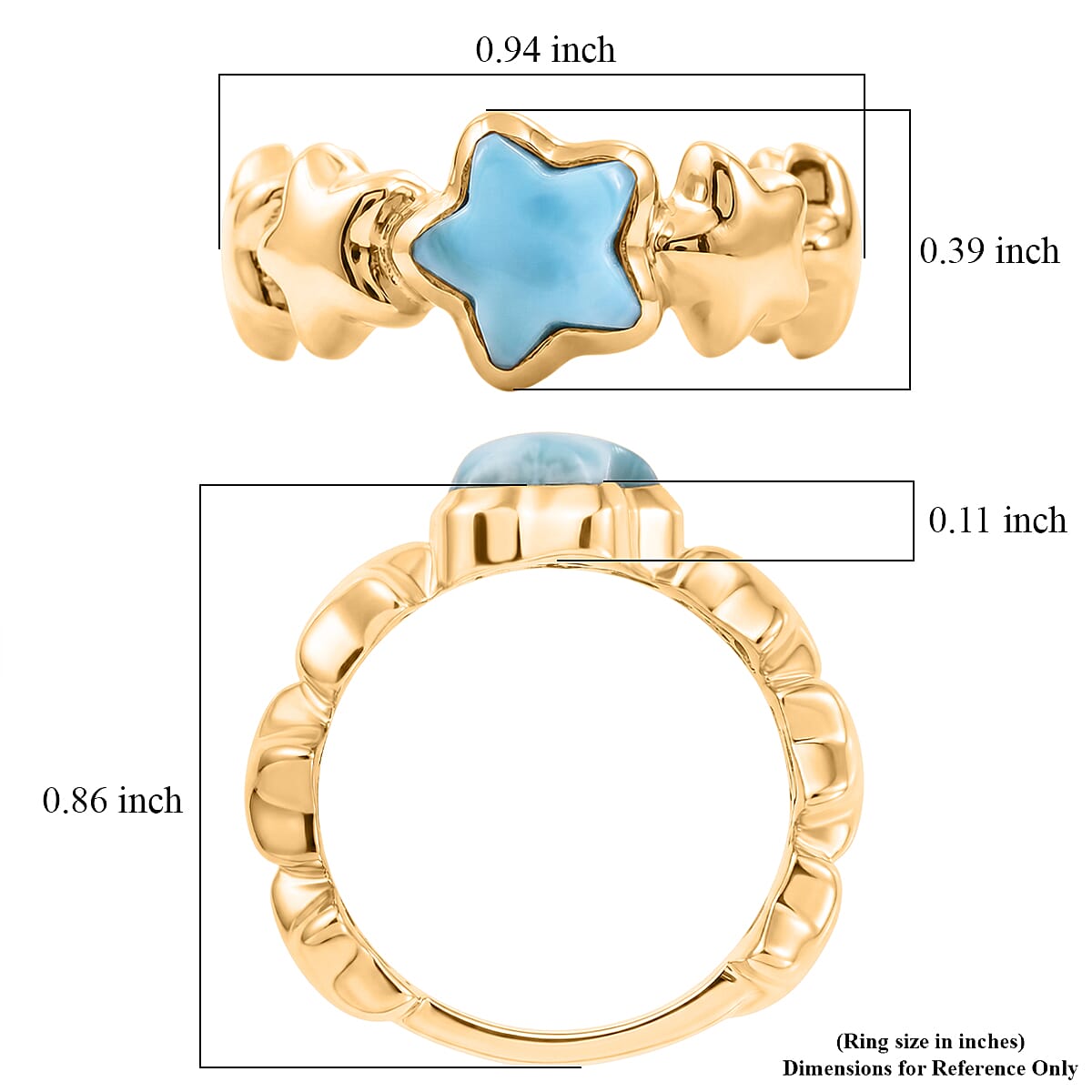 GP Larimar 2.10 ctw Ring in 18K Vermeil Yellow Gold Over Sterling Silver (Size 7.0)