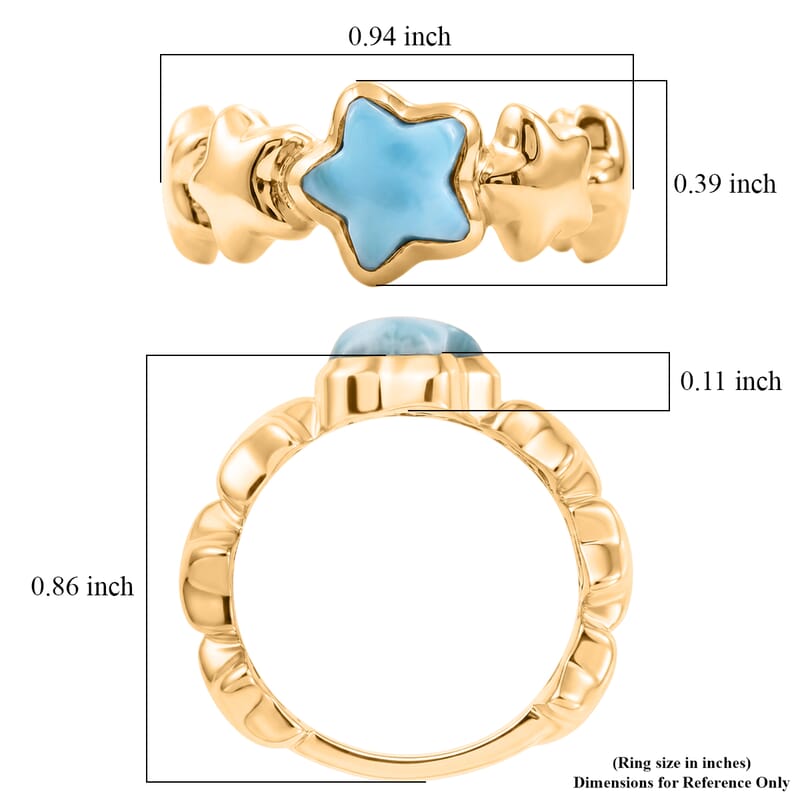 GP Larimar 2.10 ctw Ring in 18K Vermeil Yellow Gold Over Sterling Silver (Size 7.0)