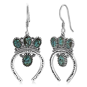 D'Joy Artisan Crafted Premium Blue Moon Turquoise 3.75 ctw Earrings in Sterling Silver
