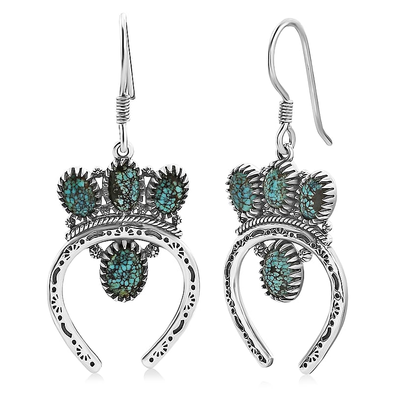 D'Joy Artisan Crafted Premium Blue Moon Turquoise 3.75 ctw Earrings in Sterling Silver
