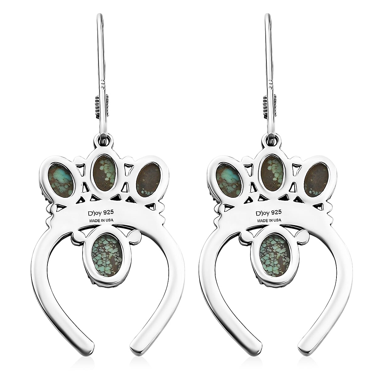 D'Joy Artisan Crafted Premium Blue Moon Turquoise 3.75 ctw Earrings in Sterling Silver
