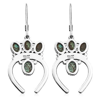 D'Joy Artisan Crafted Premium Blue Moon Turquoise 3.75 ctw Earrings in Sterling Silver