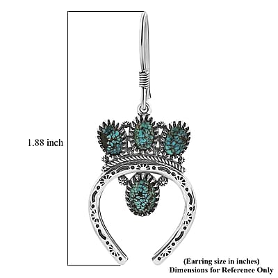D'Joy Artisan Crafted Premium Blue Moon Turquoise 3.75 ctw Earrings in Sterling Silver