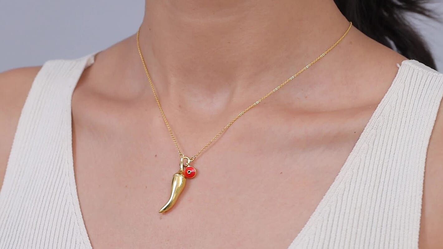 GP Red Enameled Necklace (18 Inches) in 18K Vermeil YG Over Sterling Silver