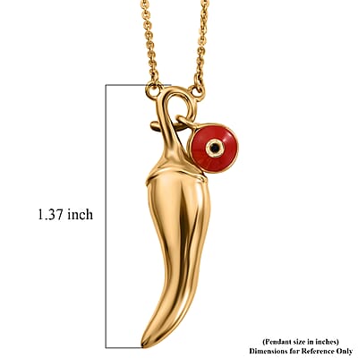 GP Red Enameled Necklace in 18K Vermeil Yellow Gold Over Sterling Silver 18 Inches
