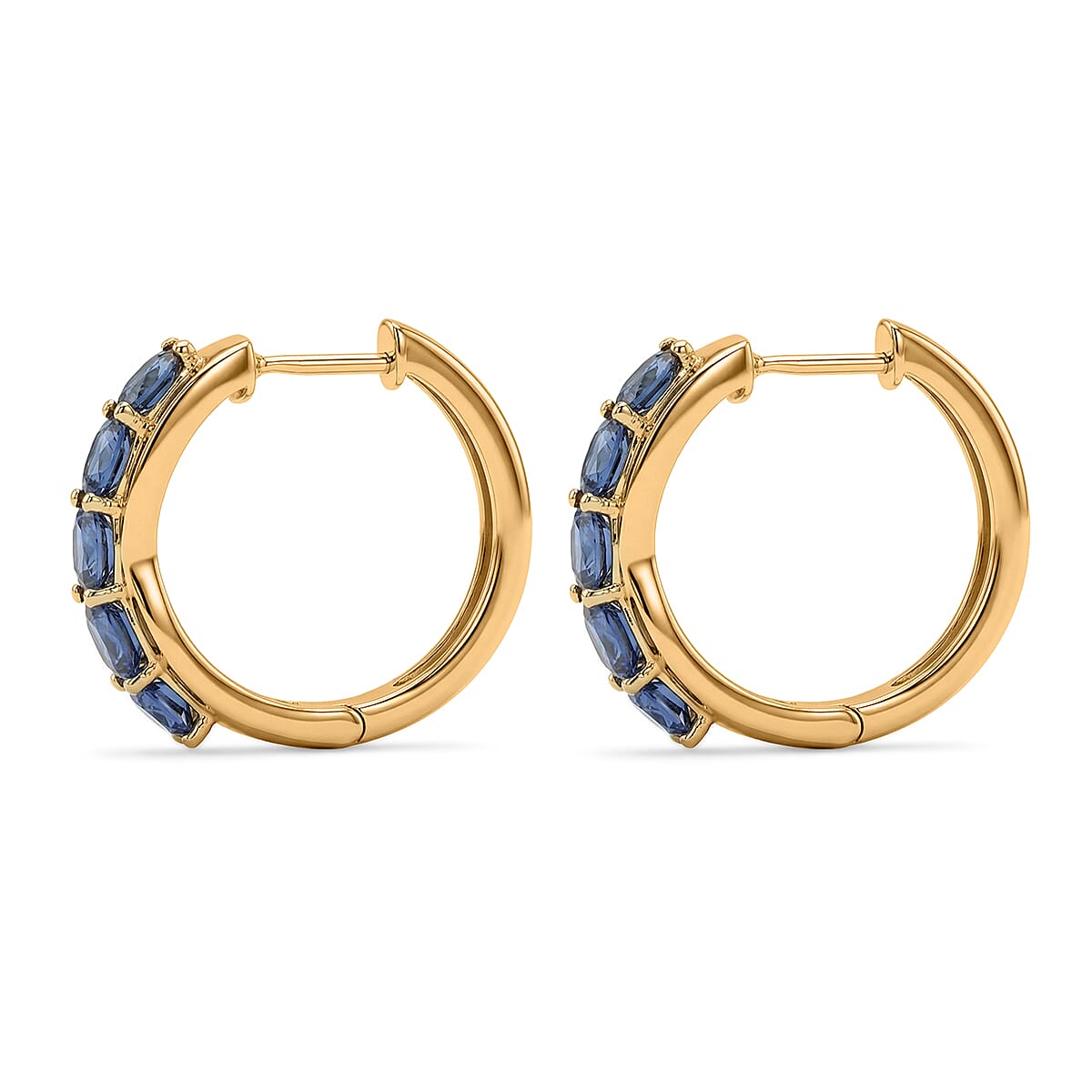 EverTrue Kashmir Kyanite and White Zircon 2.70 ctw Cross Path Hoop Earrings in 18K YG Plated image number 3