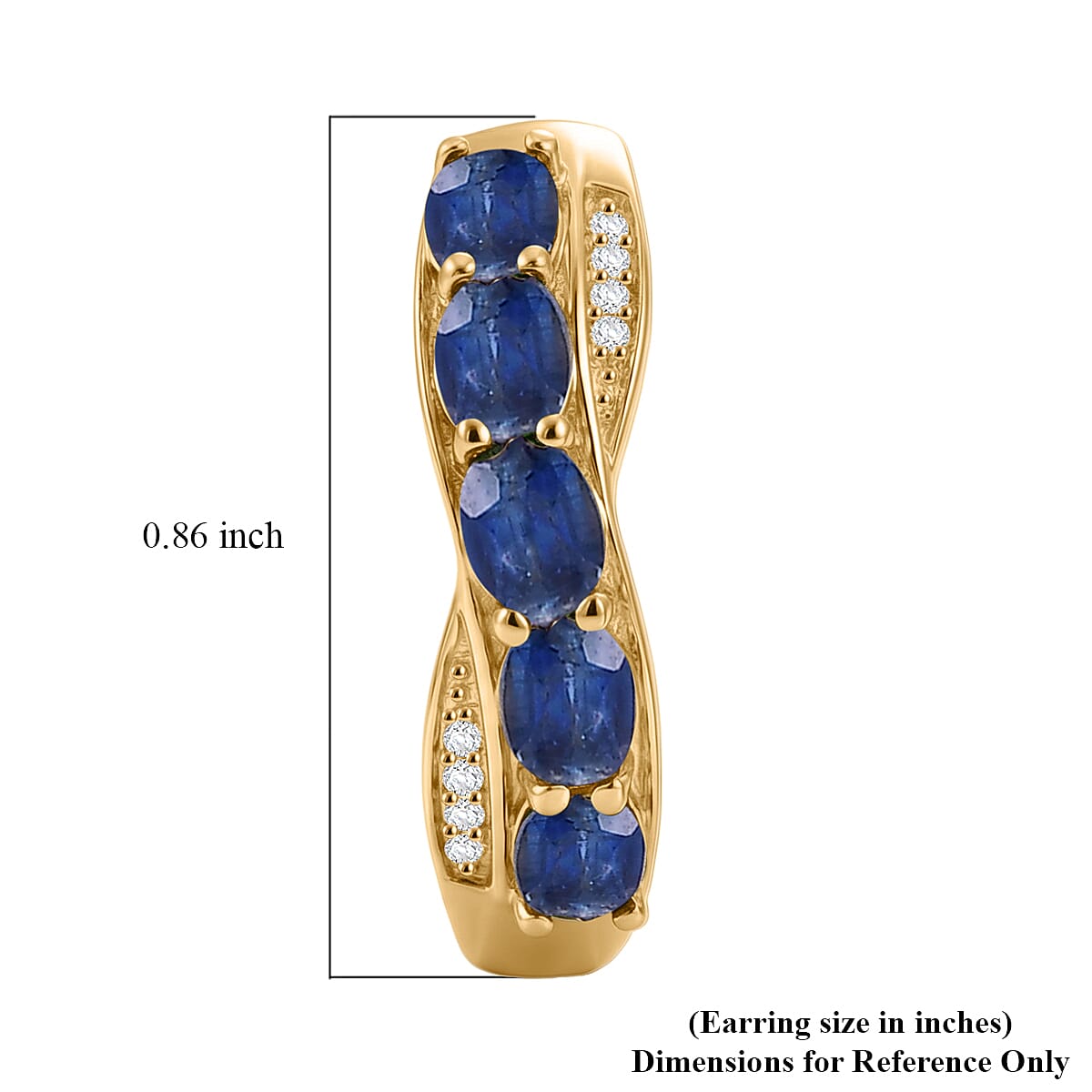 EverTrue Kashmir Kyanite and White Zircon 2.70 ctw Cross Path Hoop Earrings in 18K YG Plated image number 4